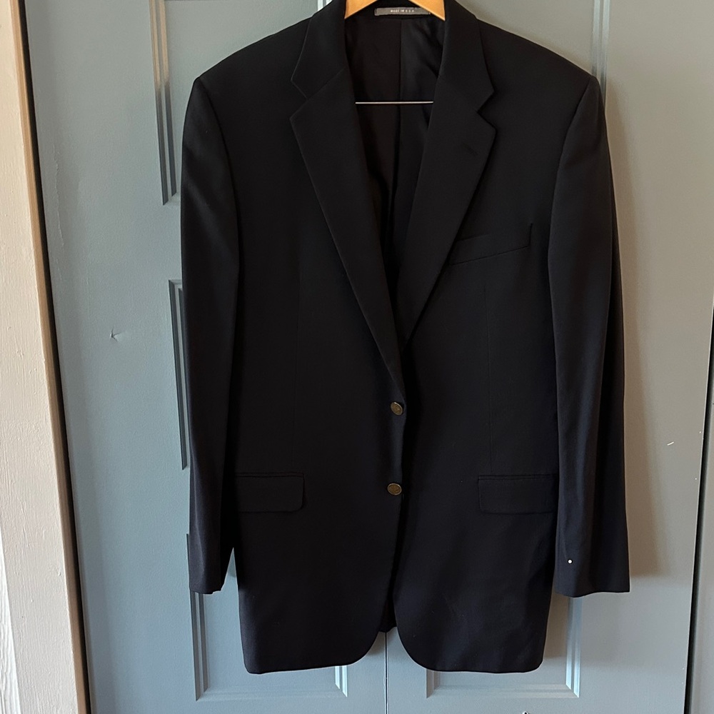 Hickey Freeman Black Two-Button Notch Lapel Sport Coat